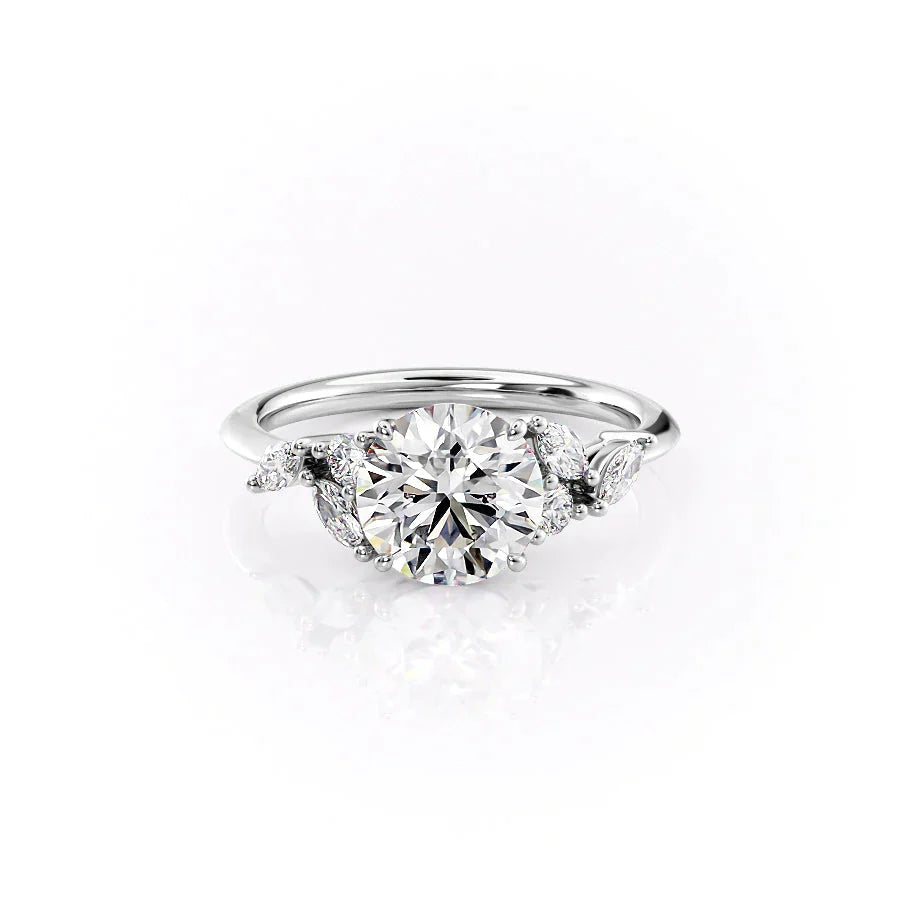The Melissa Set  With A 2 Carat Round 14K White Gold Moissanite
