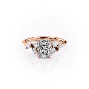 The Melissa Set  With A 1 Carat Radiant 14K Rose Gold Moissanite