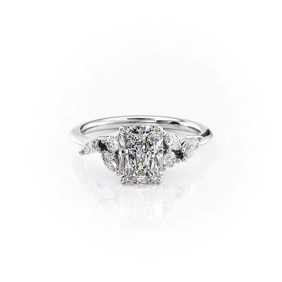 The Melissa Set With A 2 Carat Radiant 14K White Gold Lab Diamond