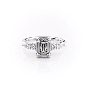 The Abigail Set With A 1 Carat Emerald 18K White Gold Lab Diamond