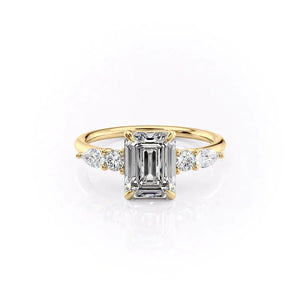 The Abigail Set With A 1.5 Carat Emerald 18K Yellow Gold Lab Diamond
