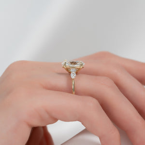 The Abigail Set With A 1 Carat Oval 18K Yellow Gold Lab Diamond