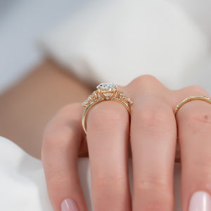 The Abigail Set With A 1 Carat Oval 18K Yellow Gold Lab Diamond