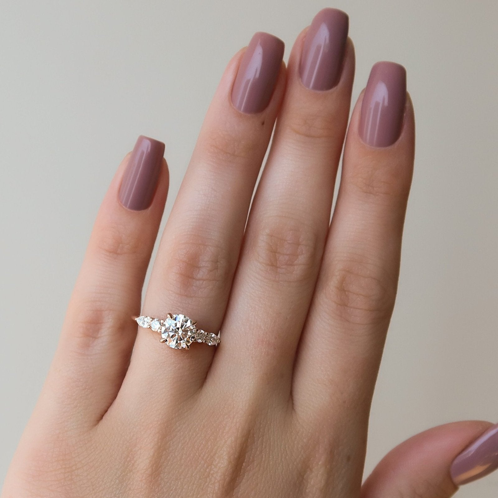 The Abigail Set  With A 3.5 Carat Round 14K Rose Gold Moissanite