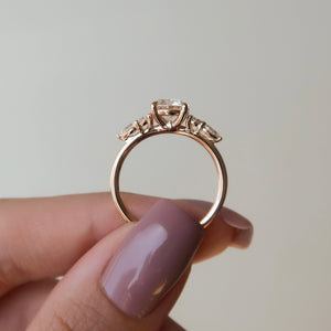 The Abigail Set  With A 1 Carat Round 14K Rose Gold Moissanite