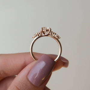 The Abigail Set With A 1 Carat Round 14K Rose Gold Lab Diamond