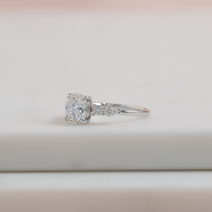 The Abigail Set  With A 3 Carat Round 14K White Gold Moissanite