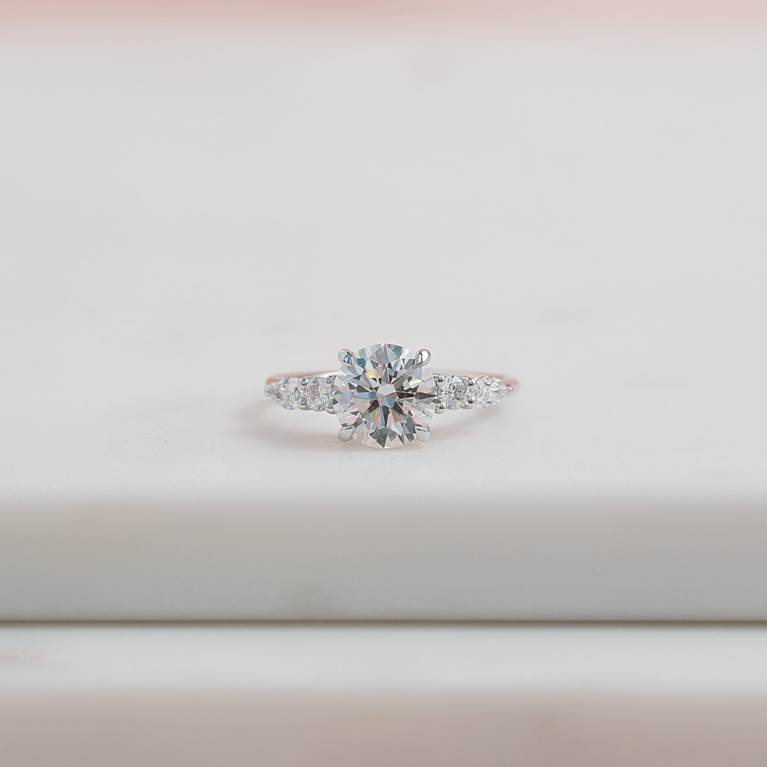 The Abigail Set  With A 1 Carat Round 14K White Gold Moissanite