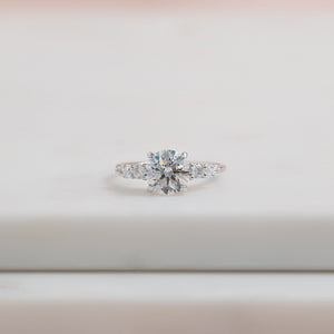 The Abigail Set  With A 3 Carat Round 14K White Gold Moissanite