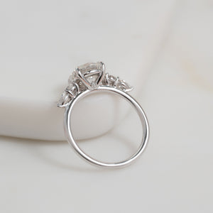 The Abigail Set  With A 3 Carat Round 14K White Gold Moissanite