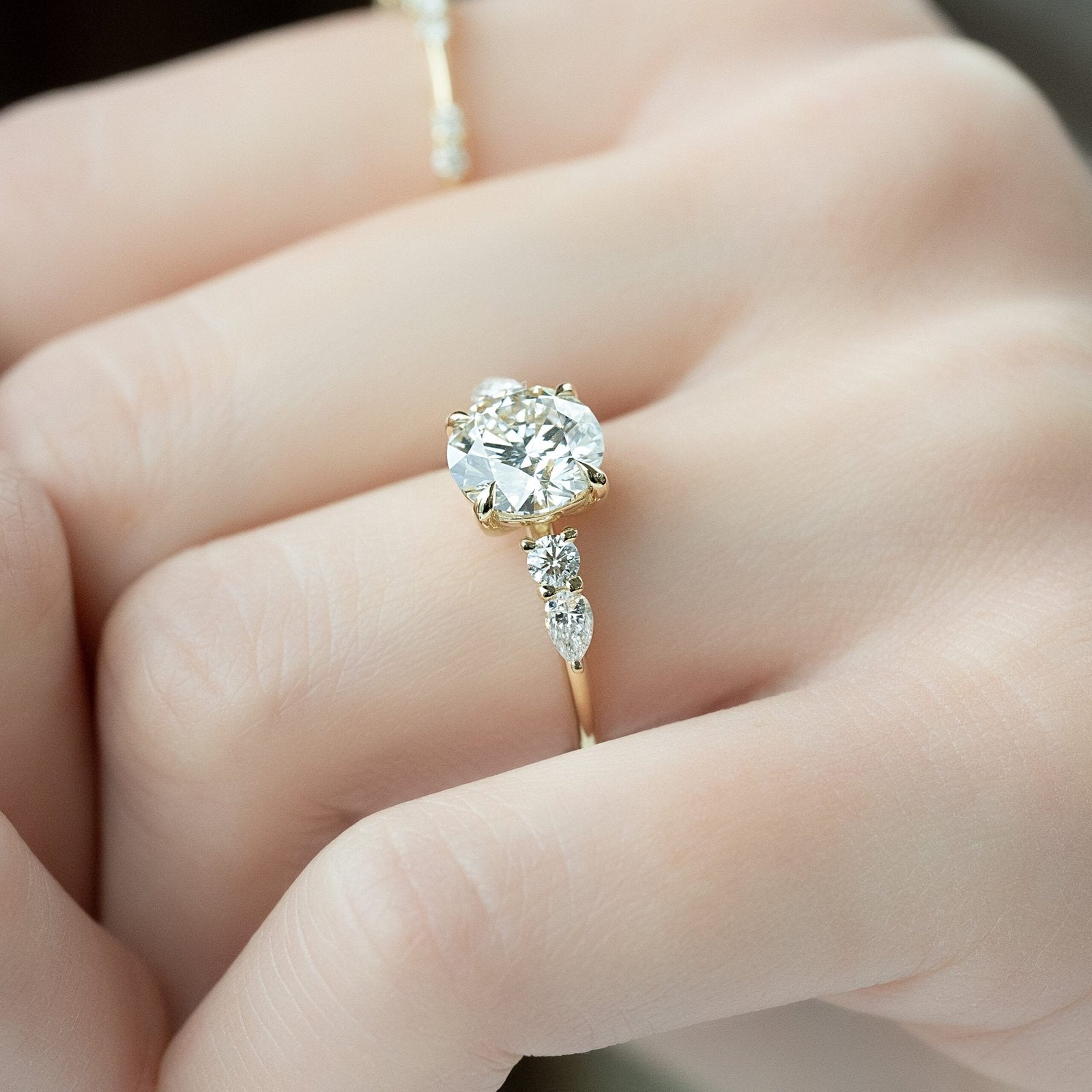 The Abigail Set  With A 3.5 Carat Round 18K Yellow Gold Moissanite