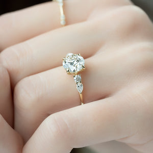 The Abigail Set  With A 1 Carat Round 14K Yellow Gold Moissanite