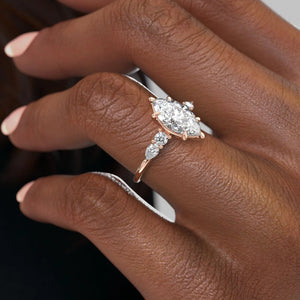 The Abigail Set With A 2.5 Carat Marquise 18K Rose Gold Lab Diamond