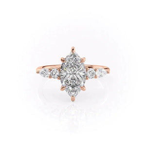 The Abigail Set With A 2.5 Carat Marquise 18K Rose Gold Lab Diamond