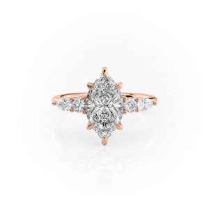The Abigail Set  With A 3.5 Carat Marquise 14K Rose Gold Moissanite