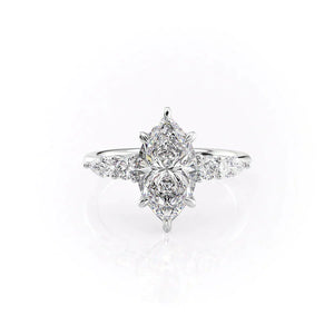 The Abigail Set With A 1.5 Carat Marquise 18K White Gold Lab Diamond