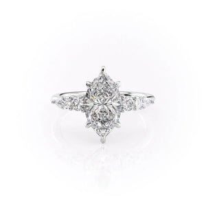 The Abigail Set  With A 3 Carat Marquise 14K White Gold Moissanite