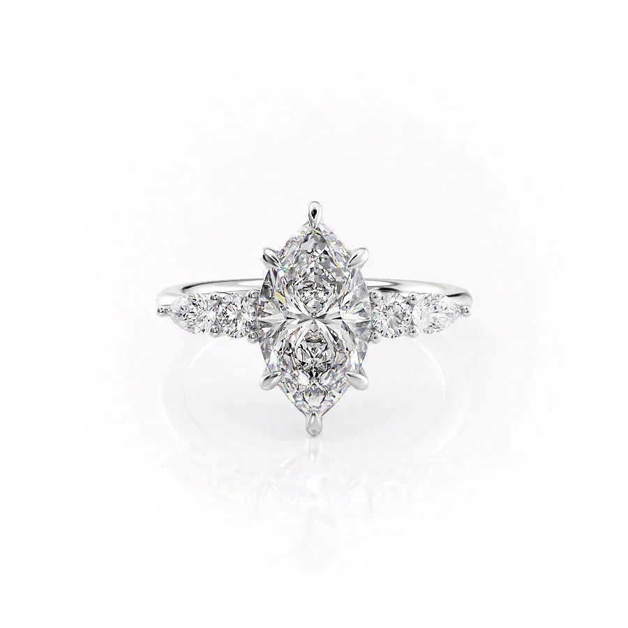 The Abigail Set With A 1.5 Carat Marquise 14K White Gold Lab Diamond