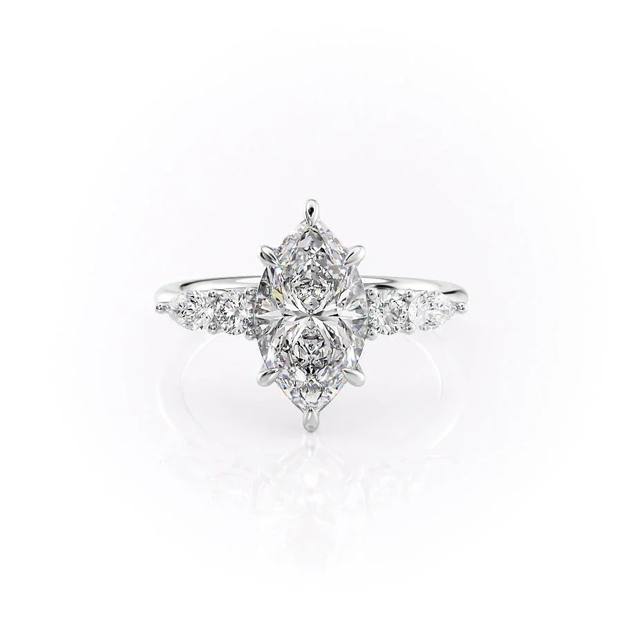 The Abigail Set  With A 2.5 Carat Marquise 18K White Gold Moissanite