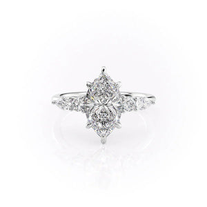 The Abigail Set  With A 1 Carat Marquise 18K White Gold Moissanite