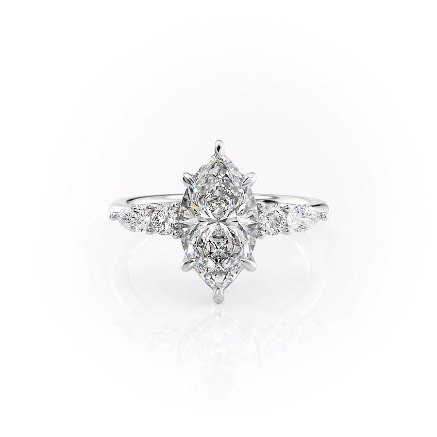 The Abigail Set  With A 2 Carat Marquise 18K White Gold Moissanite
