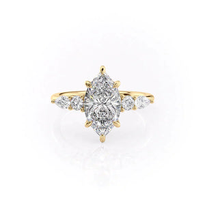 The Abigail Set With A 1.5 Carat Marquise 14K Yellow Gold Lab Diamond