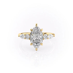The Abigail Set  With A 1 Carat Marquise 18K Yellow Gold Moissanite
