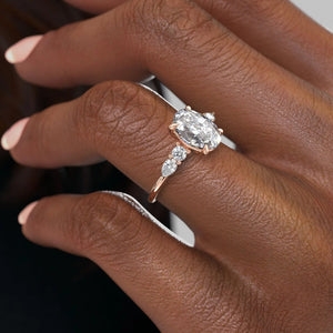 The Abigail Set  With A 1 Carat Oval 14K Rose Gold Moissanite
