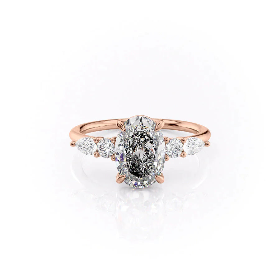 The Abigail Set  With A 1 Carat Oval 14K Rose Gold Moissanite