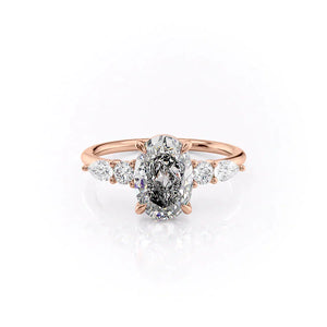 The Abigail Set  With A 2.5 Carat Oval 14K Rose Gold Moissanite