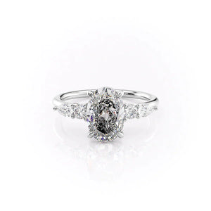 The Abigail Set  With A 1.5 Carat Oval 14K White Gold Moissanite