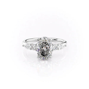 The Abigail Set With A 2 Carat Oval 18K White Gold Lab Diamond