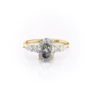 The Abigail Set With A 2 Carat Oval 18K Yellow Gold Lab Diamond