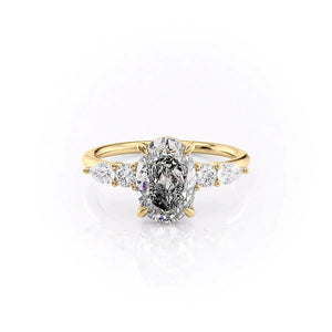 The Abigail Set  With A 1 Carat Oval 14K Yellow Gold Moissanite