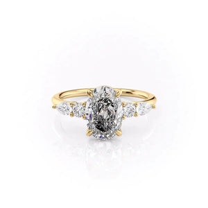 The Abigail Set With A 1.5 Carat Oval 14K Yellow Gold Lab Diamond