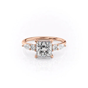 The Abigail Set  With A 5 Carat Princess 14K Rose Gold Moissanite