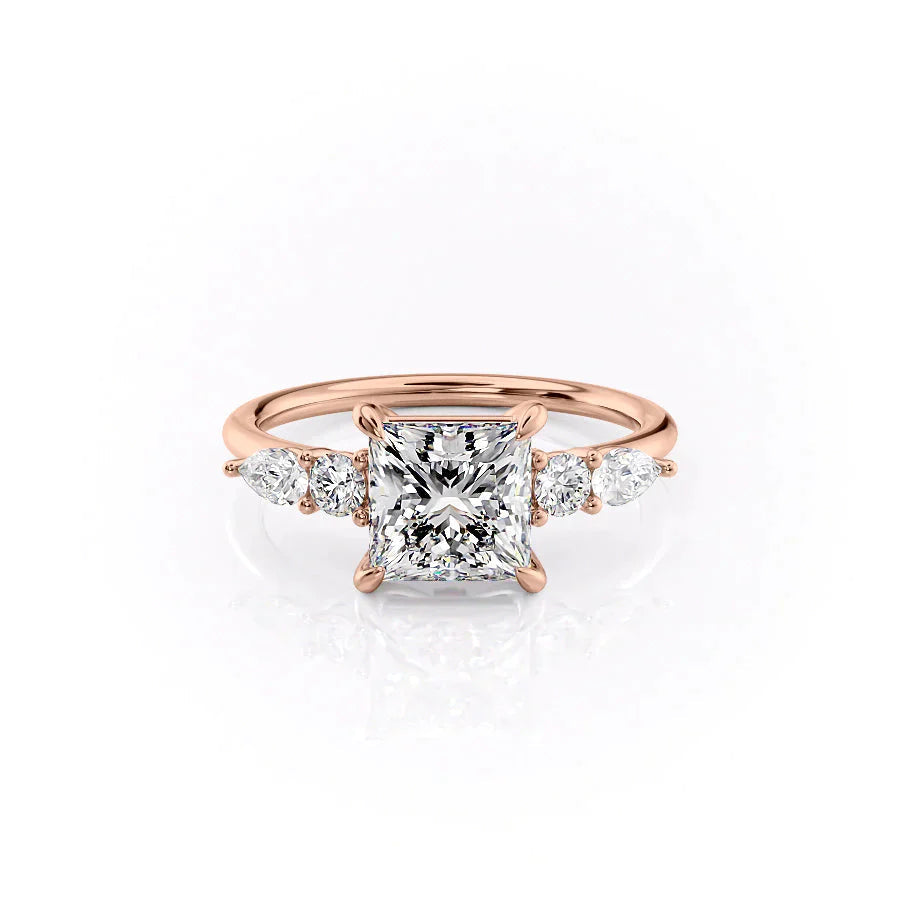 The Abigail Set  With A 1 Carat Princess 14K Rose Gold Moissanite