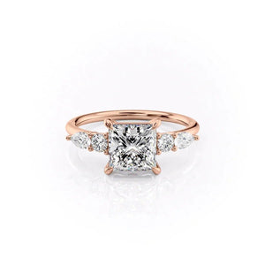 The Abigail Set  With A 1.5 Carat Princess 18K Rose Gold Moissanite