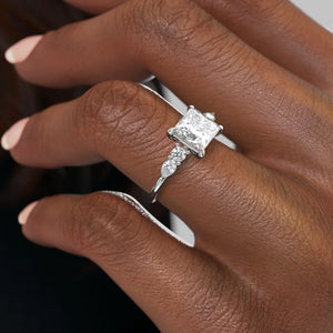 The Abigail Set  With A 2.5 Carat Princess 14K White Gold Moissanite