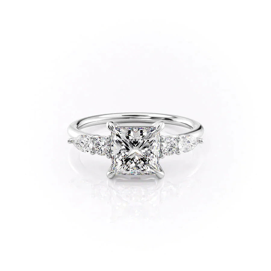 The Abigail Set  With A 1 Carat Princess 18K White Gold Moissanite