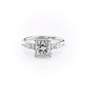 The Abigail Set  With A 1 Carat Princess 18K White Gold Moissanite