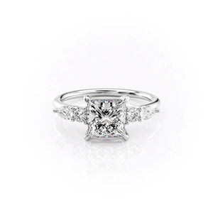 The Abigail Set  With A 3 Carat Princess 18K White Gold Moissanite