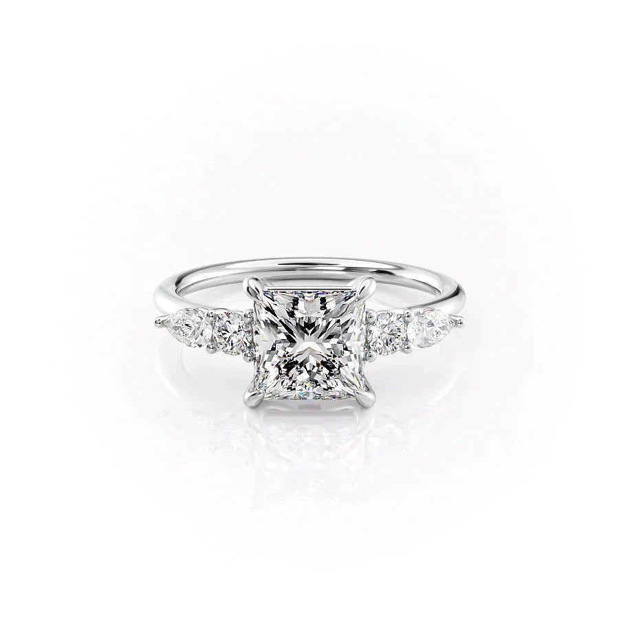 The Abigail Set  With A 2 Carat Princess 14K White Gold Moissanite