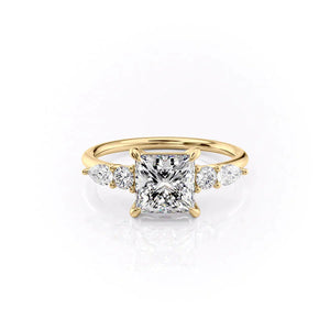 The Abigail Set  With A 1 Carat Princess 14K Yellow Gold Moissanite