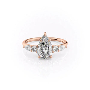 The Abigail Set  With A 1 Carat Pear 14K Rose Gold Moissanite