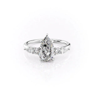 The Abigail Set  With A 2.5 Carat Pear 14K White Gold Moissanite