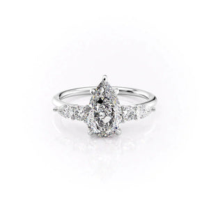 The Abigail Set  With A 1 Carat Pear 18K White Gold Moissanite