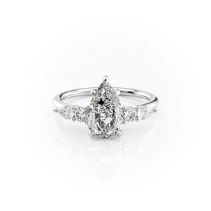The Abigail Set With A 2 Carat Pear 14K White Gold Lab Diamond