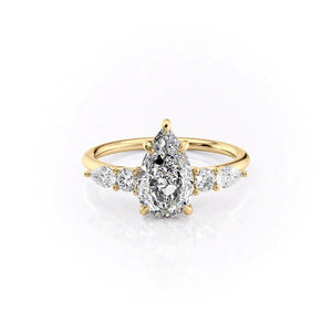 The Abigail Set With A 1 Carat Pear 18K Yellow Gold Lab Diamond
