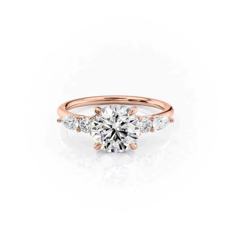 The Abigail Set  With A 1 Carat Round 14K Rose Gold Moissanite
